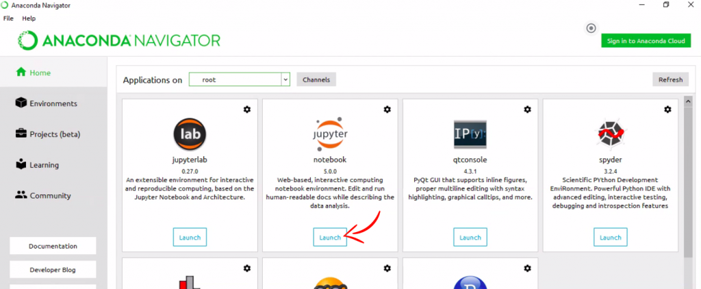 Launch Jupyter - Anaconda Navigator
